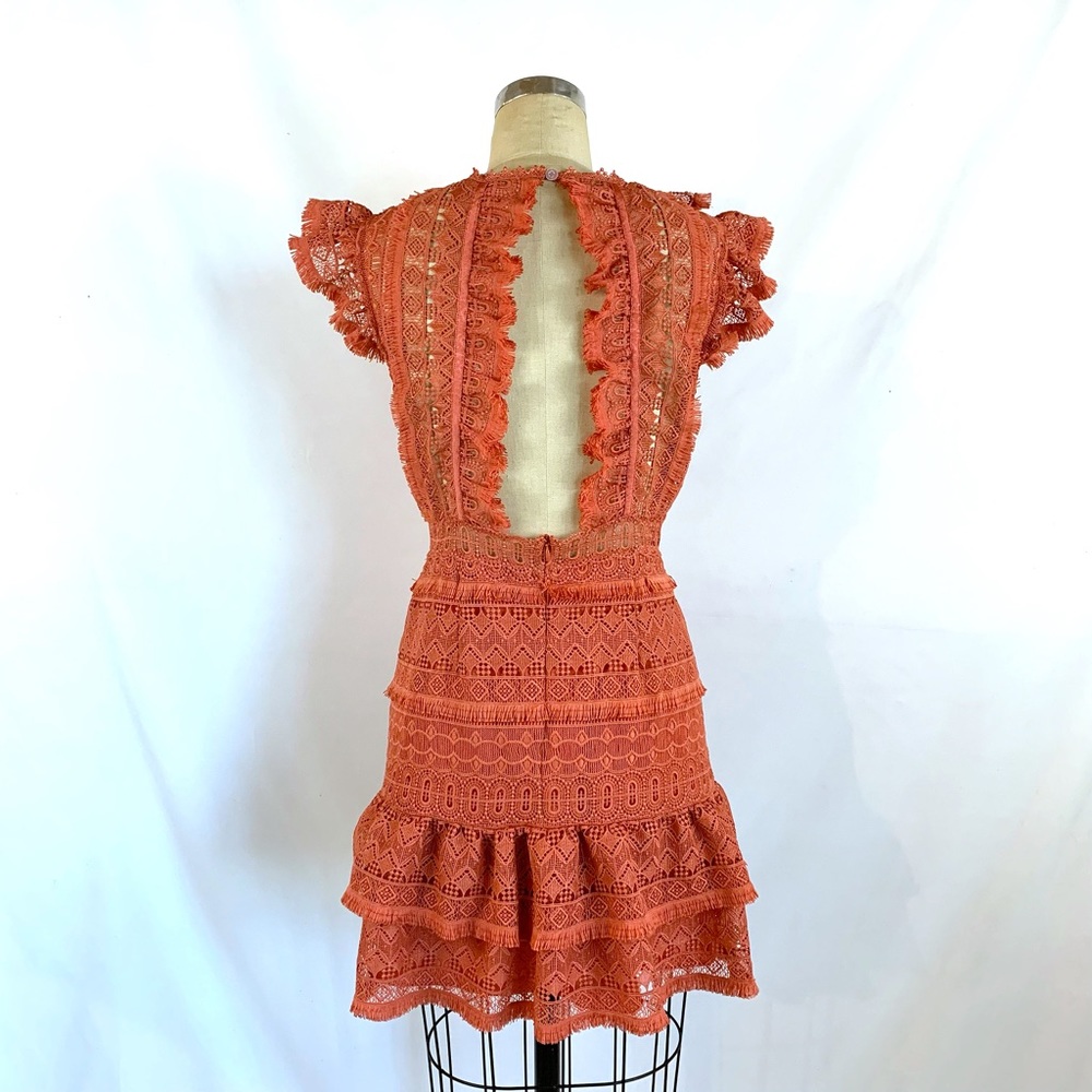 Saylor Boho Ruffled Lace Dress M - Picture 2 of 9